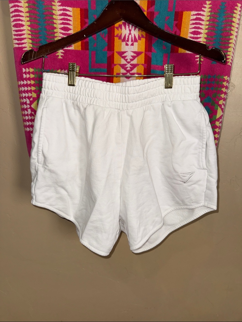 Gymshark Cotton Blend High Rise Lounge Wear Shorts with Pockets M CRISP WHITE